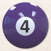 Lila Nr. 4 Billiard Pool Ball Runder Pappuntersetzer (Vorderseite)