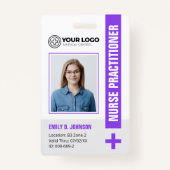 Lila Nurse Practitioner NP Foto & Barcode Ausweis (Vorderseite)