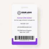 Lila Nurse Practitioner NP Foto & Barcode Ausweis (Rückseite)
