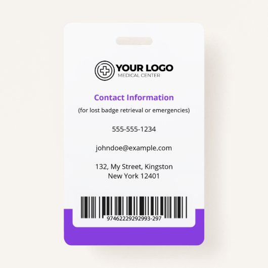 Lila Nurse Practitioner NP Foto & Barcode Ausweis (Rückseite)