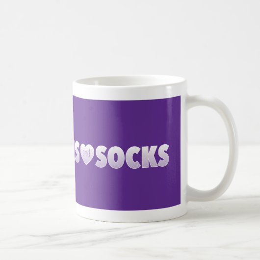 Lila Nylonsandsocks Logo Kaffeetasse (Rechts)