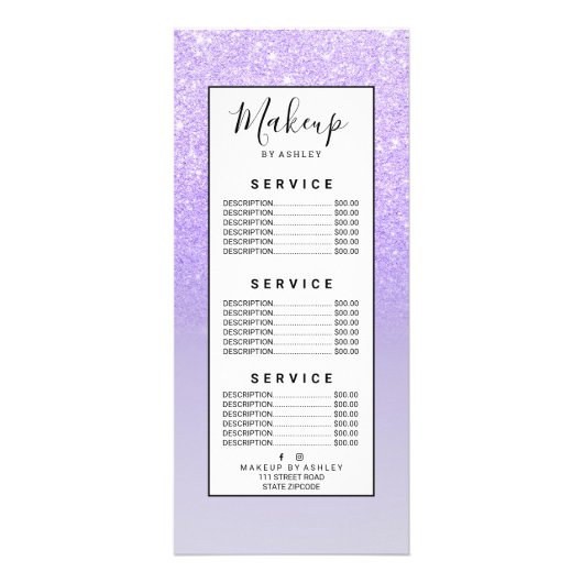 lila Ober-Glitzer-Pastellfarbblock Werbekarte (Vorne)