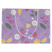 "Lila Obst- und Leaf-Muster-Geschenktüte" Große Geschenktüte (Rückseite)
