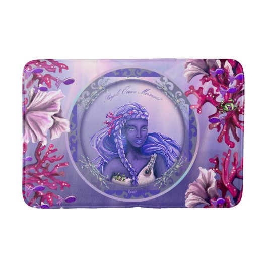 Lila Ocean Mermaid Bath Mat Badematte (Vorderseite)