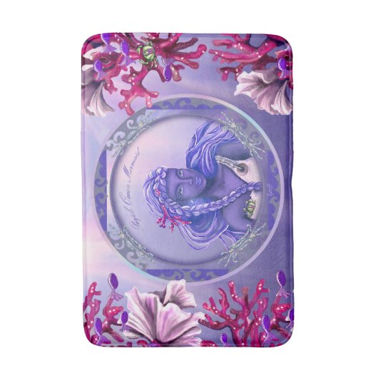 Lila Ocean Mermaid Bath Mat Badematte (Vorderseite Vertikal)