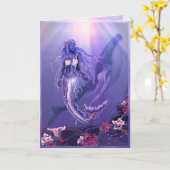 Lila Ocean Mermaid-Blindkarte Karte (Gelbe Blume)