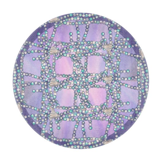 Lila Ocean Mermaid Cutting Board Schneidebrett (Vorderseite)