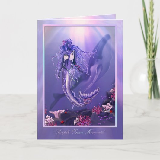 Lila Ocean Mermaid Geburtstagkarte Karte (Vorderseite)