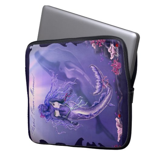 Lila Ocean Mermaid Maus Pad Laptopschutzhülle (Vorderseite Links)