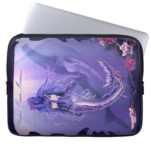 Lila Ocean Mermaid Maus Pad Laptopschutzhülle (Vorderseite)