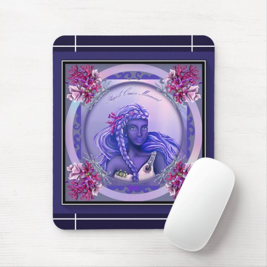 Lila Ocean Mermaid Maus Pad Mousepad (Mit Mouse)