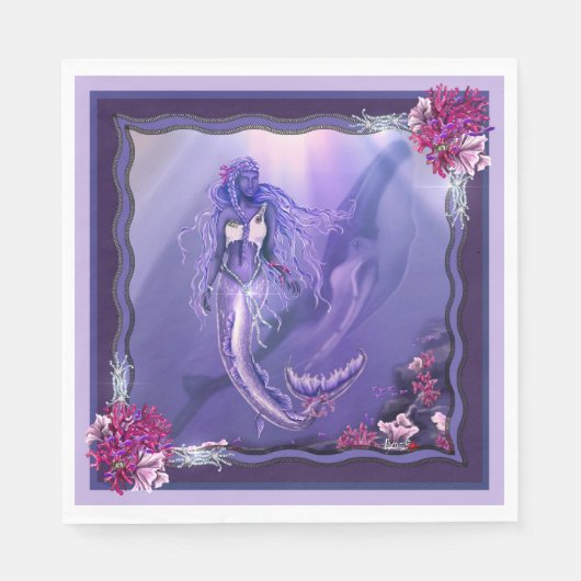 Lila Ocean Mermaid Napkins Serviette (Vorderseite)