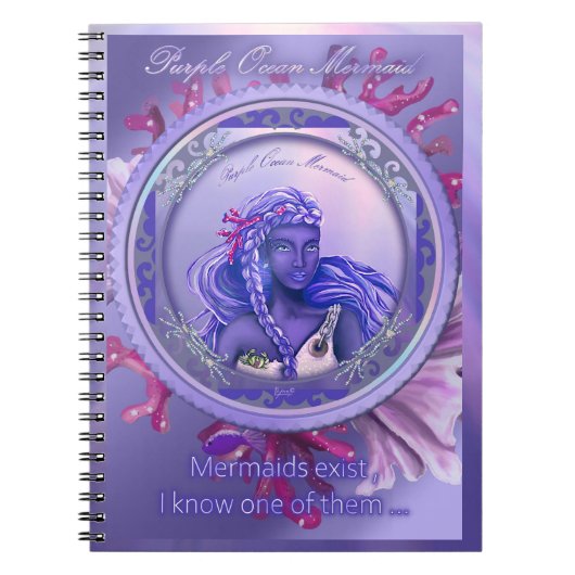 Lila Ocean Mermaid Notebook Notizblock (Vorderseite)