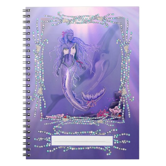 Lila Ocean Mermaid Notebook Notizblock (Vorderseite)