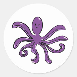 Lila Octopus-Aufkleber Runder Aufkleber
