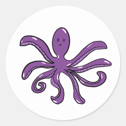 Lila Octopus-Aufkleber Runder Aufkleber (Vorderseite)