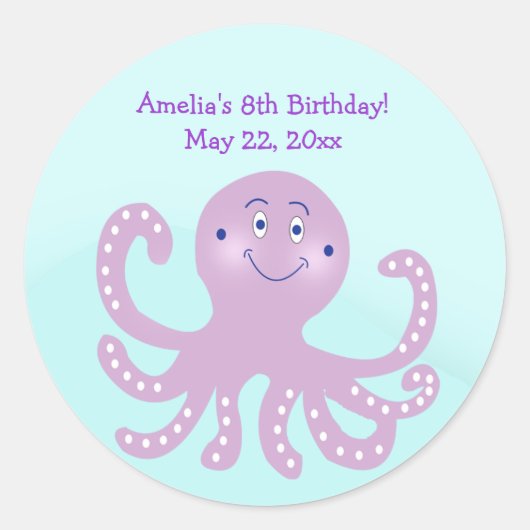Lila Octopus Geburtstag Custom Gevor Sticker (Vorderseite)