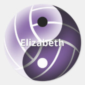 lila oder JEDE YIN Yang Girls Volleyball Runder Aufkleber (Vorderseite)