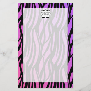 Lila oder rosa Zebrastreifen Monogramm Briefpapier