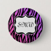 Lila oder rosa Zebrastreifen Monogramm Button (Vorderseite)