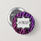 Lila oder rosa Zebrastreifen Monogramm Button (Vorne & Hinten)