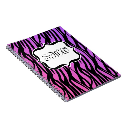 Lila oder rosa Zebrastreifen Monogramm Notizblock (Rechte Seite)