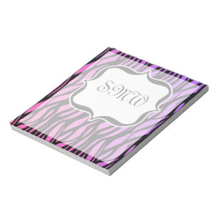 Lila oder rosa Zebrastreifen Monogramm Notizblock