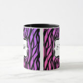 Lila oder rosa Zebrastreifen Monogramm Tasse (Zentrum)