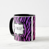 Lila oder rosa Zebrastreifen Monogramm Tasse (Vorderseite Links)