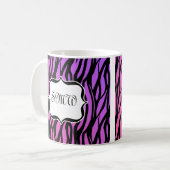 Lila oder rosa Zebrastreifen Monogramm Tasse (Vorderseite Links)