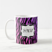 Lila oder rosa Zebrastreifen Monogramm Tasse (Links)