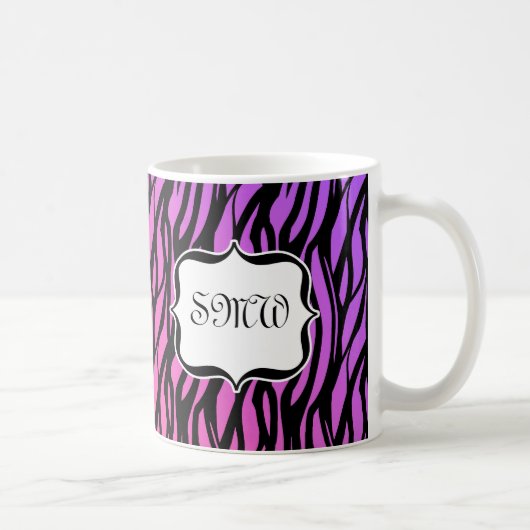 Lila oder rosa Zebrastreifen Monogramm Tasse (Rechts)