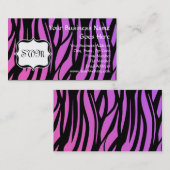 Lila oder rosa Zebrastreifen Monogramm Visitenkarte (Vorne/Hinten)