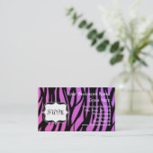 Lila oder rosa Zebrastreifen Monogramm Visitenkarte (Stehend Vorderseite)