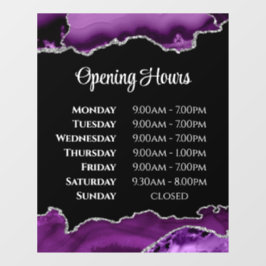 Lila Öffnungszeiten des Fensters Agate Fensteraufkleber