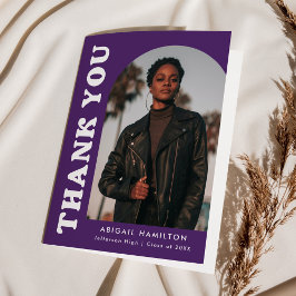 Lila Offset-Abschluss nach Foto 4 Dankeskarte