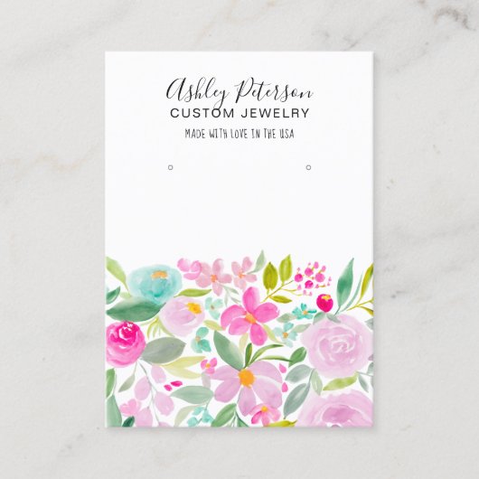 Lila Ohrdarstellung mit Blumenrosa Visitenkarte (Vorderseite)