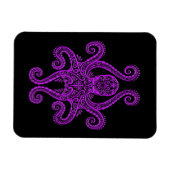 Lila Oktopus auf Schwarz Magnet (Horizontal)
