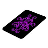 Lila Oktopus auf Schwarz Magnet (Linke Seite)