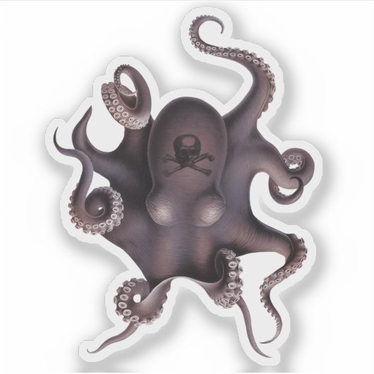 Lila Oktopus Aufkleber (Vorderseite)