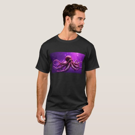 Lila Oktopus-Design T-Shirt (Vorne ganz)