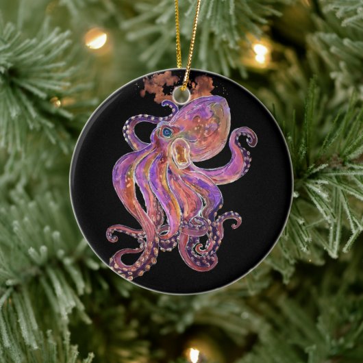 Lila Oktopus Keramik Ornament (Baum)