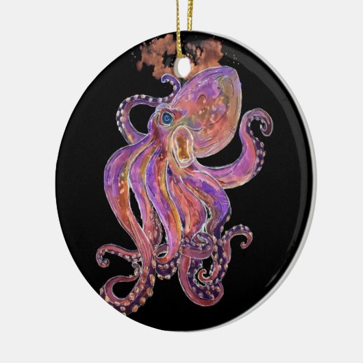 Lila Oktopus Keramik Ornament (Links)