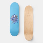 Lila Oktopus mit Trident Skateboard (Vorderseite)