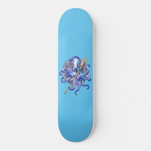 Lila Oktopus mit Trident Skateboard (Vorderseite)