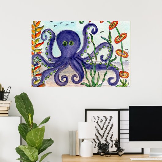 Lila Oktopus Poster (Heimbüro)