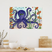 Lila Oktopus Poster (Küche)