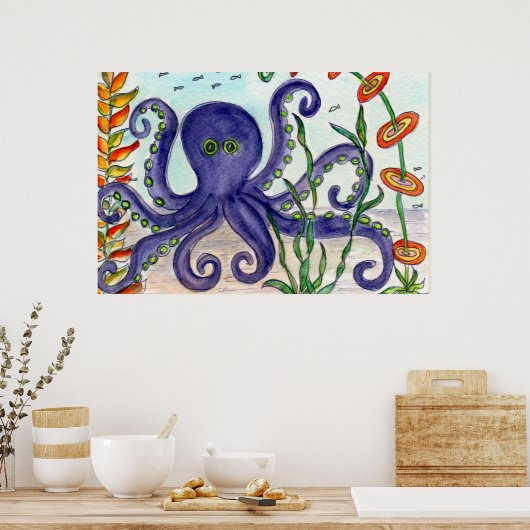 Lila Oktopus Poster (Küche)
