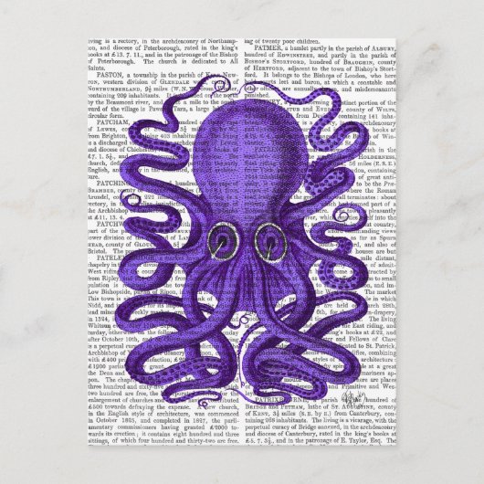 Lila Oktopus Postkarte (Vorderseite)
