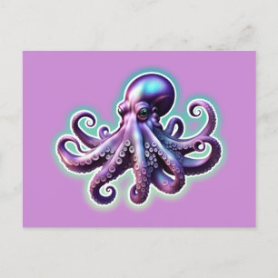 Lila Oktopus Postkarte